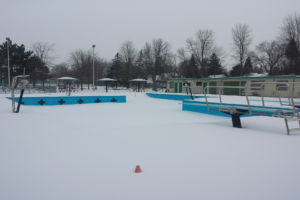 Valois Pool Covered In Snow