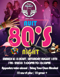 80's Night Adult Party August 18, 2018